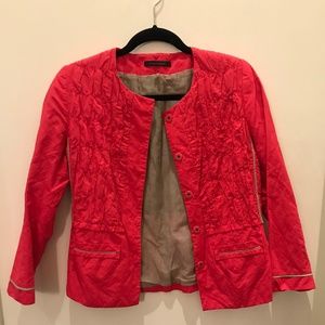 Elie Tahari Poppy Red Collarless Blazer